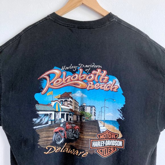 00'S Harley Davidson Hanes Fire Pattern Long Sleeve T-Shirt Made in USA Men's XL cotton gray type Vintage Second Hand